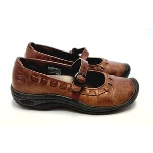 Keen Presidio Women's Brown Mary Jane Leather Walking Comfort Shoes Size 7 EUC